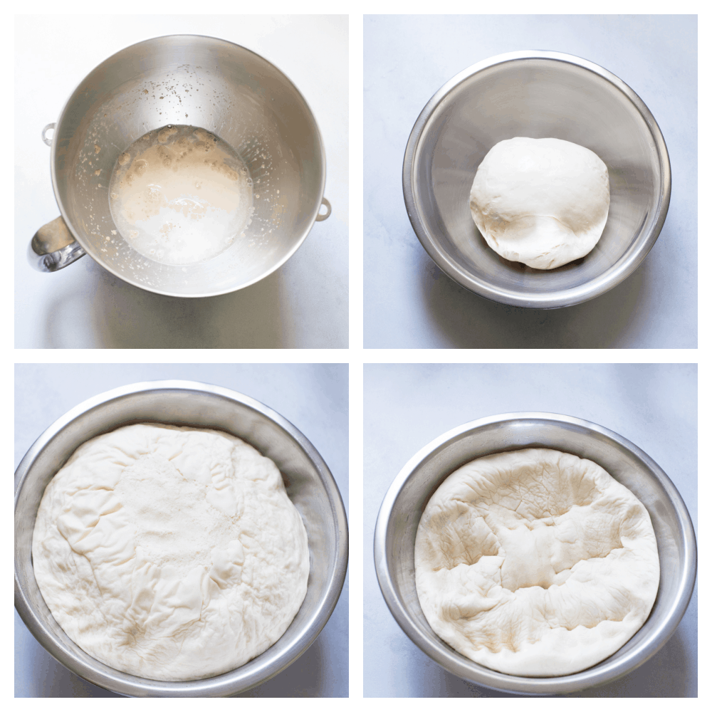 Making and proving the bread dough. 