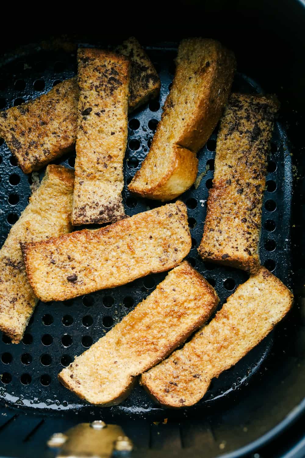 Golden brown french toast sticks. 