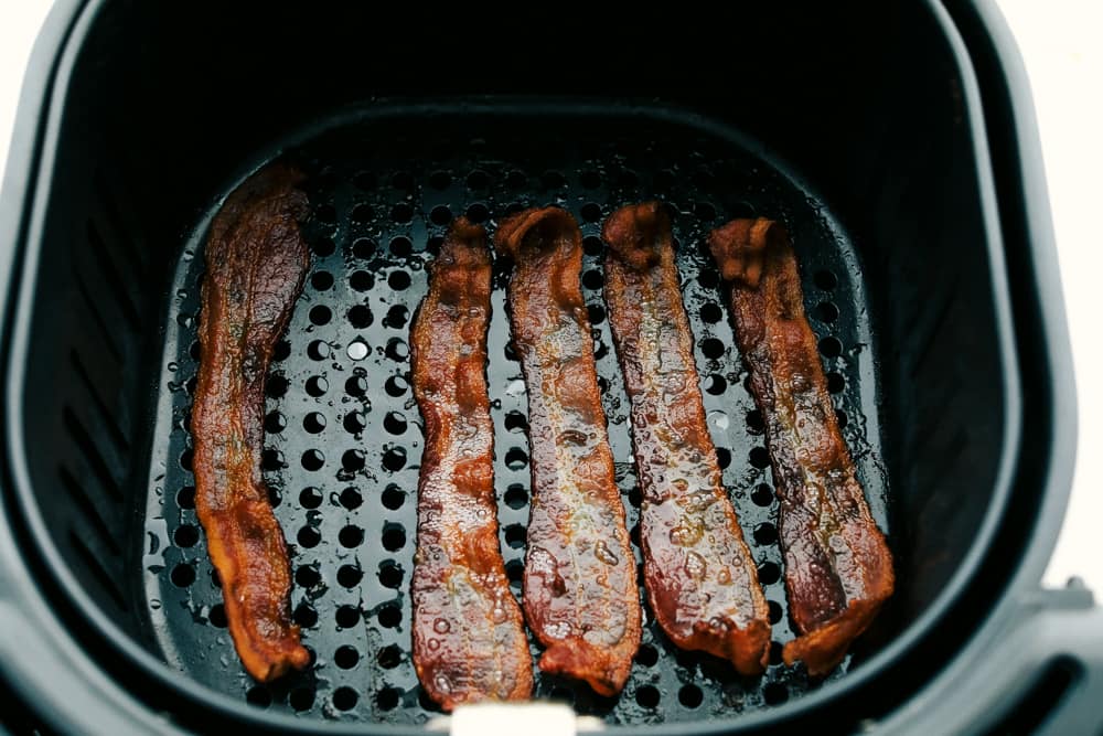 Cooked bacon in the air fryer. 