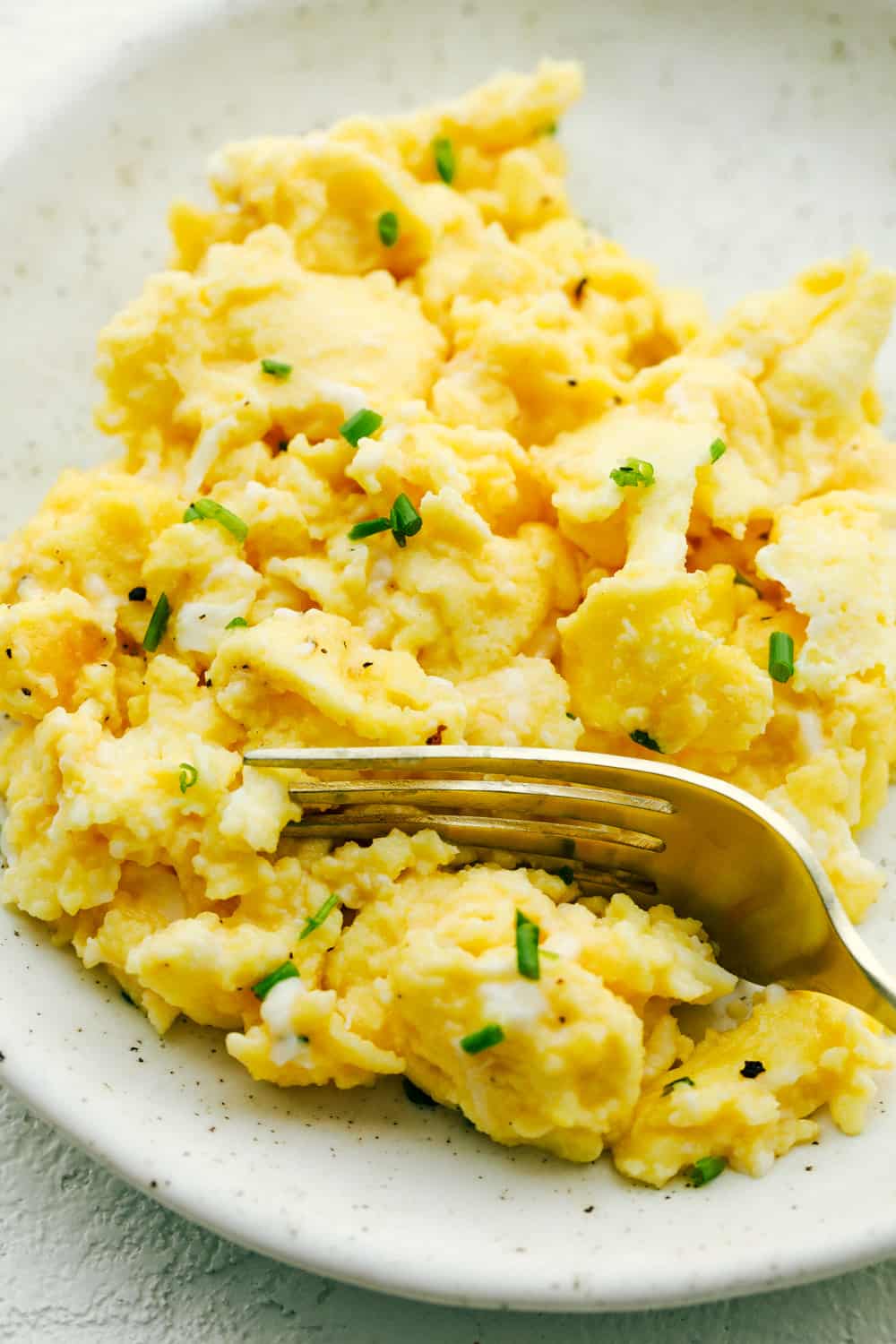 Perfectly soft, fluffy and light scrambled eggs.