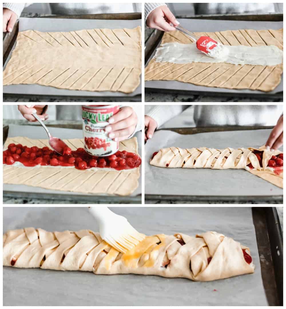 Steps to making cherry almond cream cheese breakfast braid 