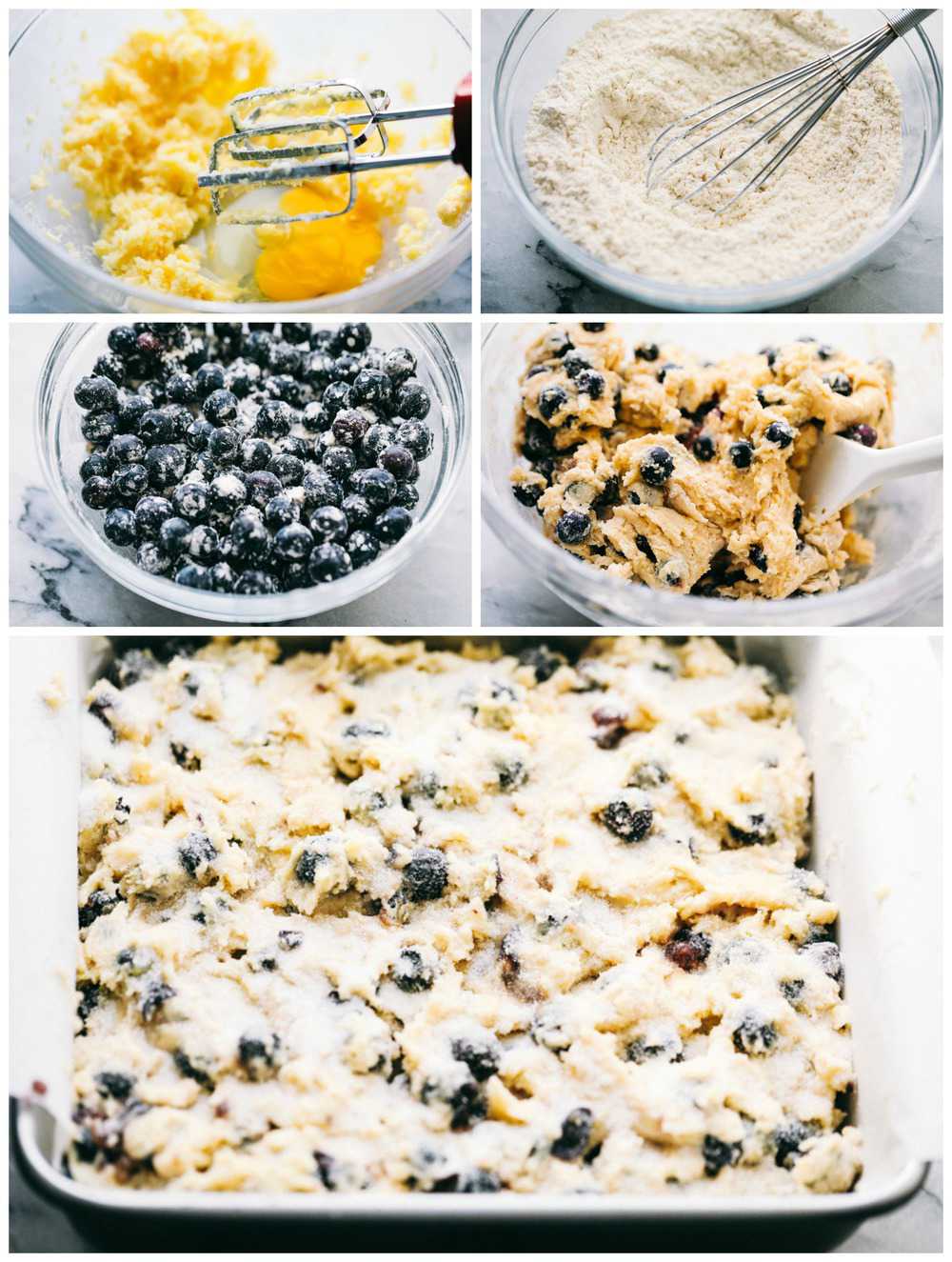 Steps to make blueberry buttermilk breakfast cake.