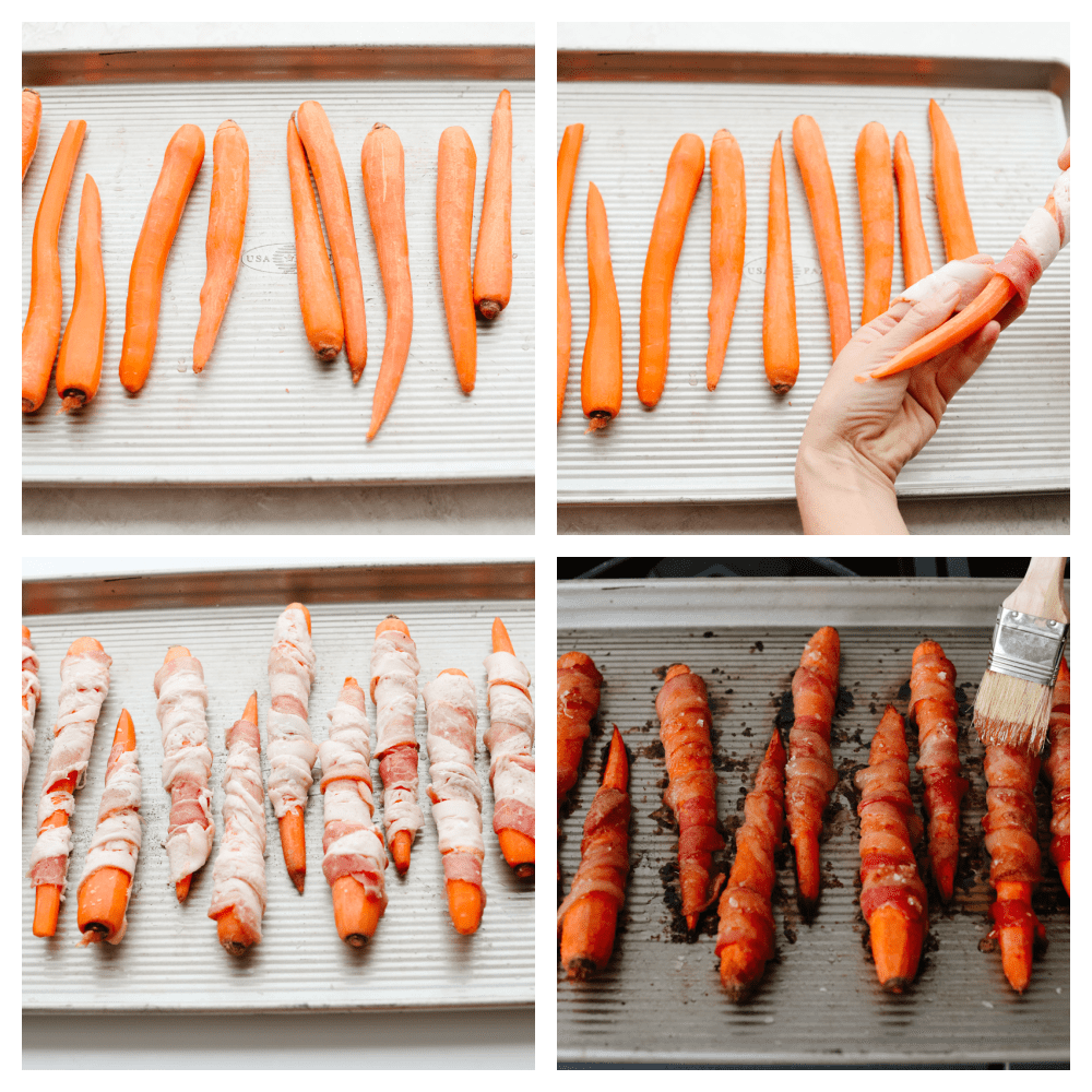 Process shots of preparing carrots.
