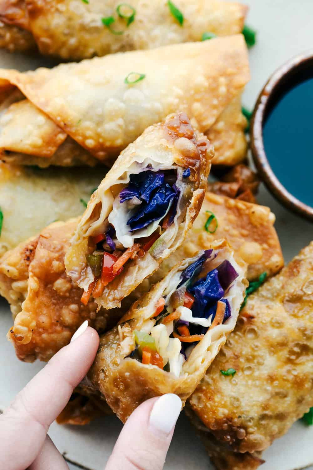 Vegetable Egg Rolls, crispy colorful crunchy veggies fried to perfection.