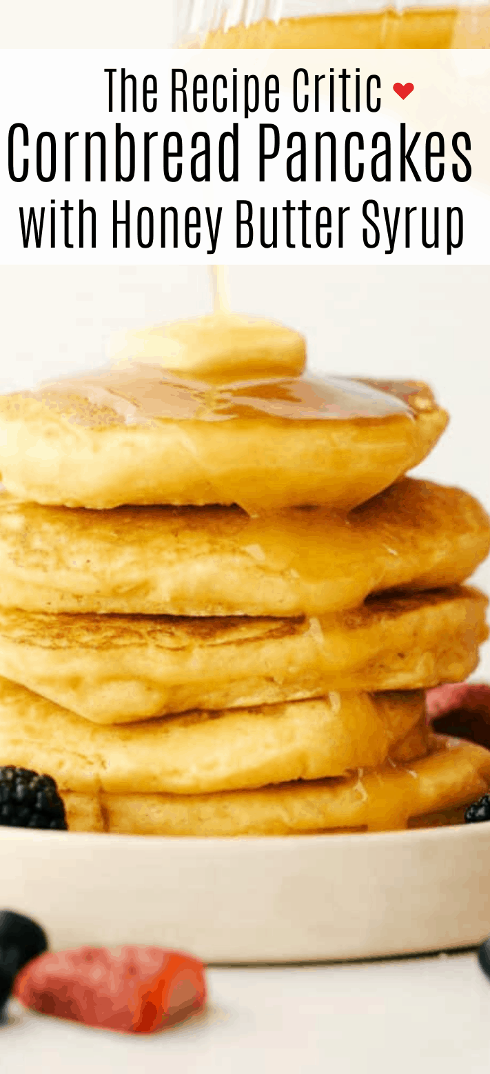 Cornbread Pancakes with Honey Butter Syrup