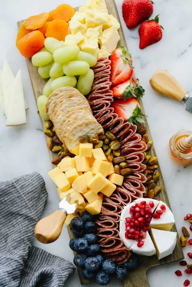 A small and simple charcuterie board. 