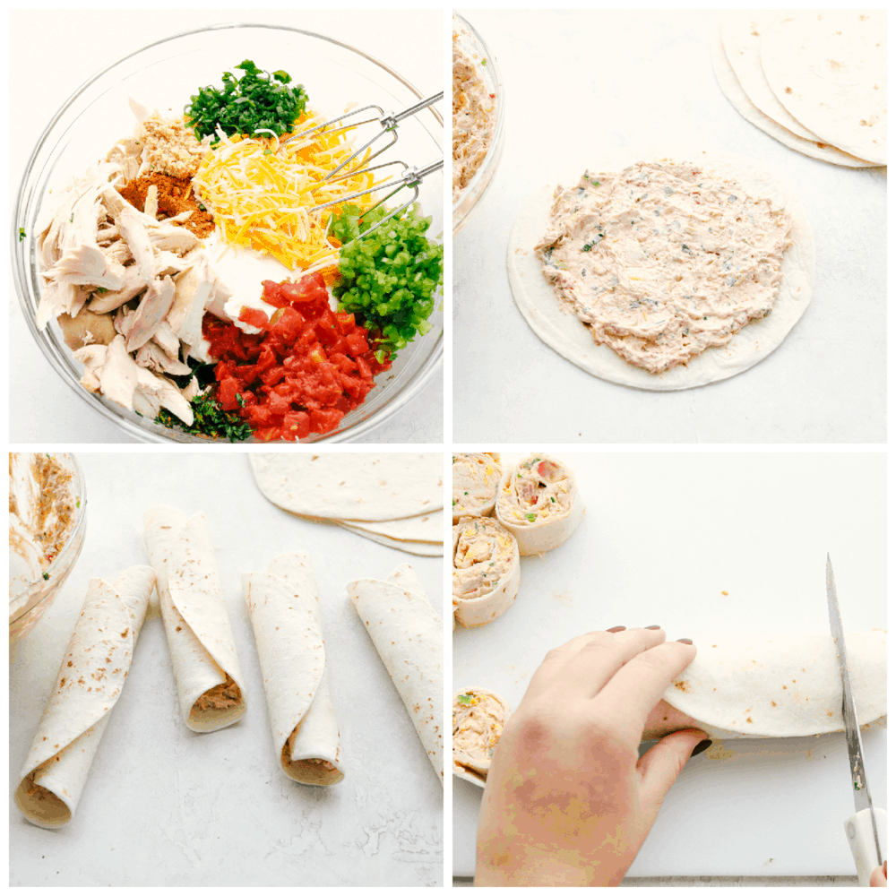 The process of making Mexican pinwheels. 